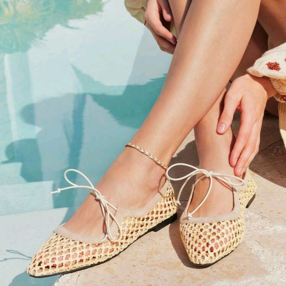Shoes - Vacation Style Woven Breathable Bow Decor Square Toe Comfortable